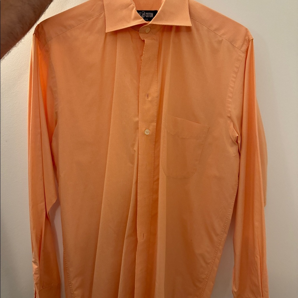 Cafe Coton orange and white check shirt - size - 42/ 16 1/2